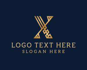 Monoline - Gold Fashion Letter X logo design