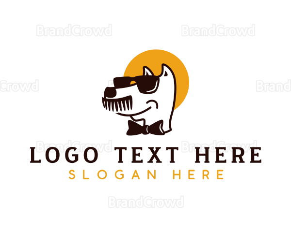 Dog Comb Mustache Logo