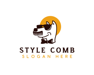 Dog Comb Mustache logo design