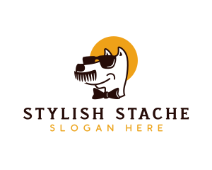 Dog Comb Mustache logo design