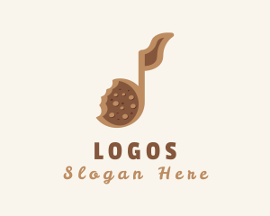 Dessert - Brown Cookie Musical Note logo design