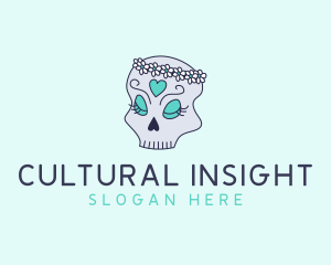 Female Floral Skull logo design