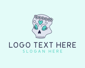 Dia De Los Muertos - Female Floral Skull logo design