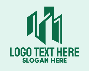 Asian Country - Green Tower Buildings logo design