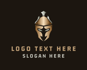 Templar - Gold Silver Gladiator Helmet logo design