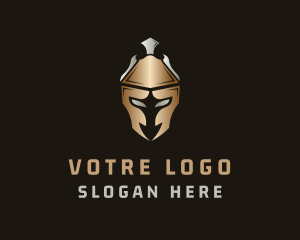 Helmet - Gold Silver Gladiator Helmet logo design