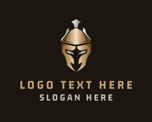 Protect - Gold Silver Gladiator Helmet logo design