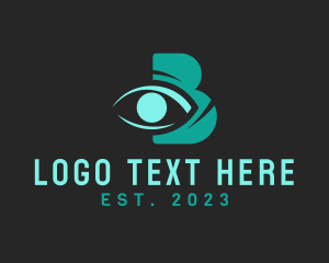Teal - Optical Eye Letter B logo design