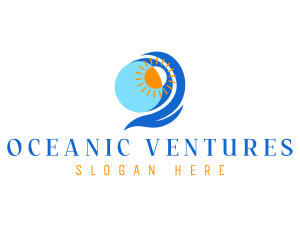 Beach Wave Sun logo design