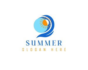 Beach Wave Sun logo design