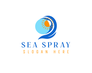 Beach Wave Sun logo design