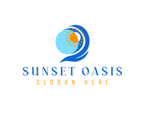 Beach Wave Sun logo design