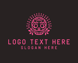 Flower Sugar Skull  Logo