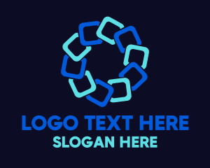 Link - Blue Geometric Flower logo design