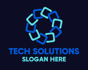 Technological - Blue Geometric Flower logo design