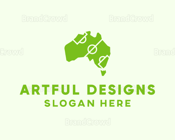 Green Australian Map Sport Field Logo