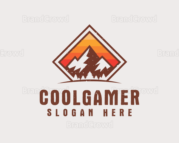 Grunge Mountain Hiking Logo