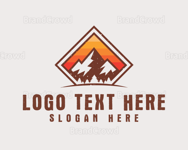 Grunge Mountain Hiking Logo