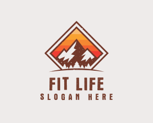 Grunge Mountain Hiking Logo