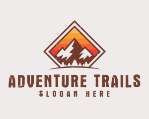 Grunge Mountain Hiking logo design