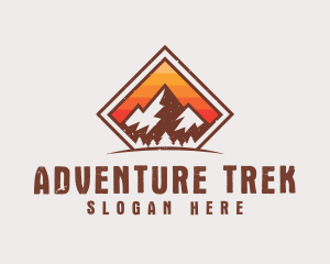 Backpacking - Grunge Mountain Hiking logo design