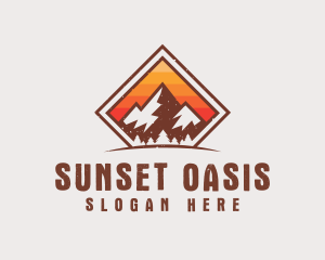 Grunge Mountain Hiking logo design