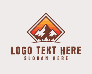 Camp - Grunge Mountain Hiking logo design