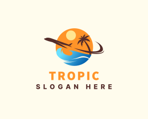 Airplane Tropical Island Travel  logo design