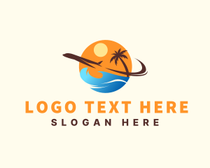 Airplane Tropical Island Travel  Logo