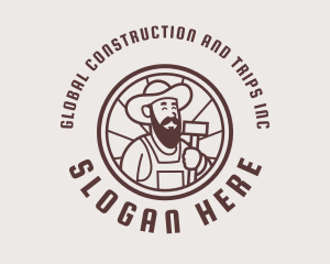 Repairman - Hipster Beard Hat Builder logo design
