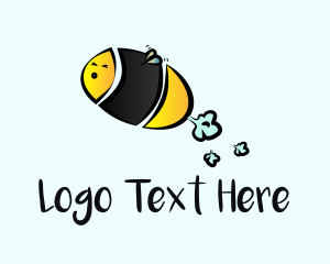 Insect - Flying Bee Fart logo design