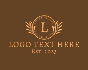 Text - Circle Leaf Wreath Organic logo design