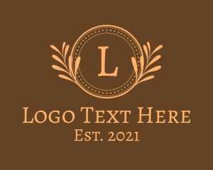 Text - Vintage Circle Leaf Letter logo design