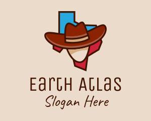 Geography - Texas Map Cowboy logo design