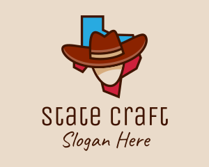 State - Texas Map Cowboy logo design