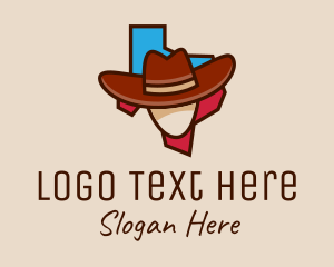 United States - Texas Map Cowboy logo design