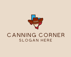 Texas Map Cowboy  logo design