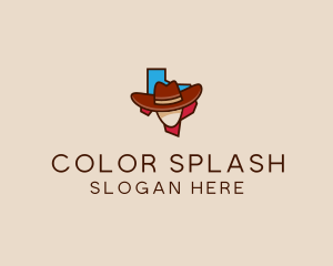 Texas Map Cowboy  logo design