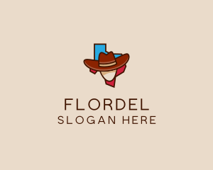 Texas Map Cowboy  logo design