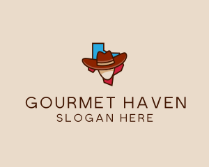 Texas Map Cowboy  logo design