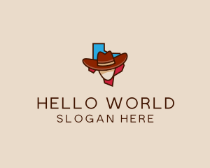 Texas Map Cowboy  logo design