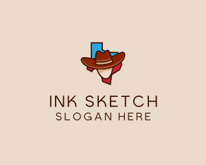 Texas Map Cowboy  logo design