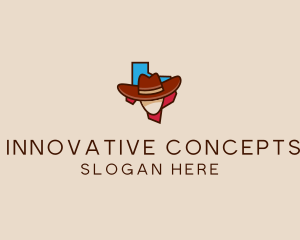 Texas Map Cowboy  logo design