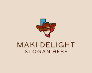 Texas Map Cowboy  logo design