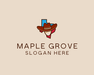 Texas Map Cowboy  logo design