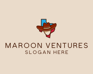 Texas Map Cowboy  logo design