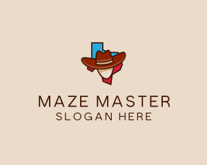 Texas Map Cowboy  logo design