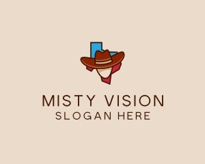 Texas Map Cowboy  logo design