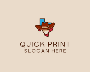 Texas Map Cowboy  logo design