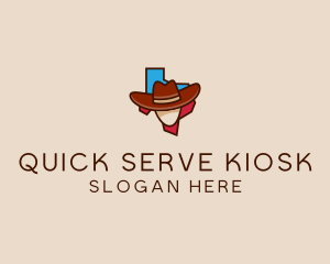 Texas Map Cowboy  logo design